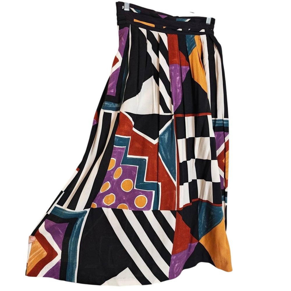 Geometric Art To Wear Christine David Skirt Womens Small Multicolor 80s Vintage